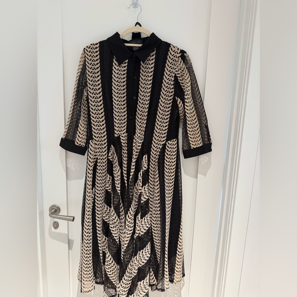 Gracia Chevron Patterned Long Sleeve Dress